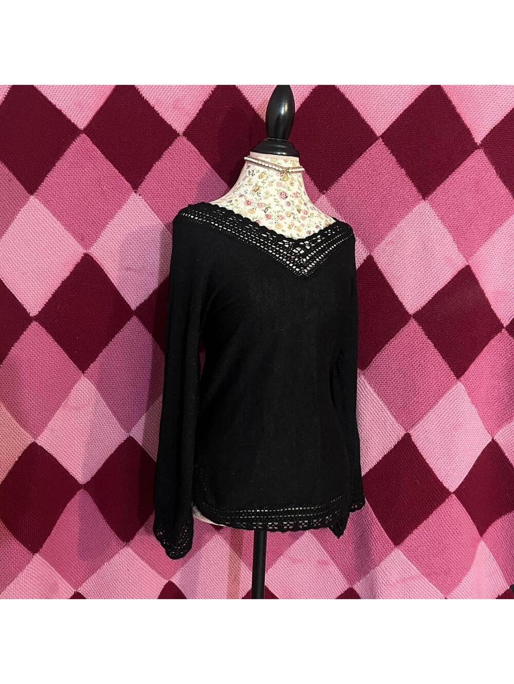 whimsygoth black long sleeve shimmer top